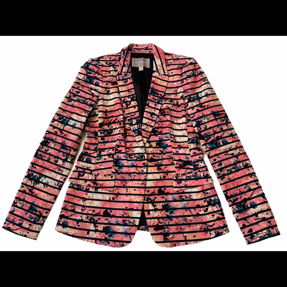 Banana Republic Floral Striped Pink Blazer Size 6